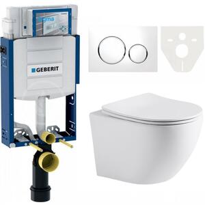 AKCE/SET/LIVERO Geberit - Modul pro závěsné WC s tlačítkem + CERANO - WC mísa rimless Verde + UF slim sedátko - bílá matná + Geberit - Ovládací tlačí…