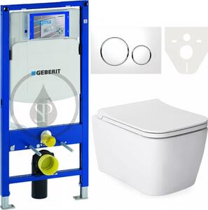 AKCE/SET/LIVERO Geberit - Předstěnová instalace pro závěsné WC + CERANO - WC mísa rimless Quartz + sedátko Quartz - bílá lesklá + Geberit - Ovládací …