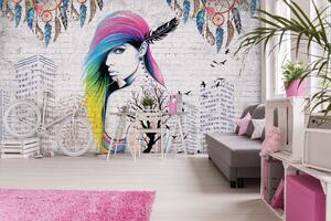 Malvis ® Tapeta Graffiti dívka Vel. (šířka x výška): 288 x 200 cm