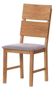Masivní dubová olejovaná a voskovaná židle Karla světle šedá látka