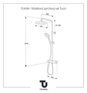 TUANA - Nástěnný sprchový set Tucci - černá matná - 114 cm