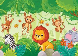 Malvis ® Dětská tapeta Zvířátka v džungli Vel. (šířka x výška): 144 x 105 cm