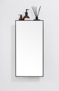 Černá police se zrcadlem z dubového dřeva 31x61,5 cm Slimline – Wireworks