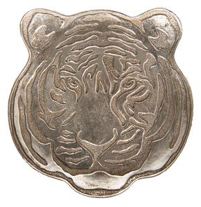Stříbrná dekorativní miska/talířek v dekoru hlavy tygra Tiger – 19x19x2 cm