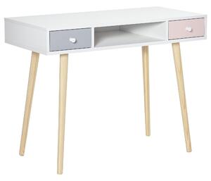 Dětský stůl HOMCOM s 1 otevřenou přihrádkou a 2 šuplíky v severském stylu pro studijní místnost, vstup a ložnici 100x48x76,5 cm v multicolor provedení