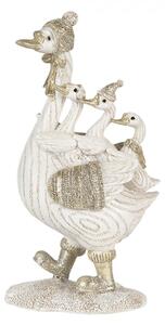 Dekorativní soška husy s housaty a čepicemi – 10x5x18 cm