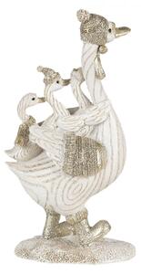Dekorativní soška husy s housaty a čepicemi – 10x5x18 cm