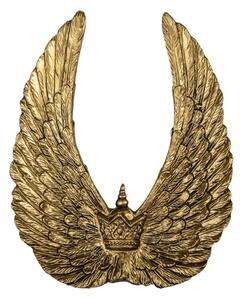 Zlatá dekorativní křídla s korunkou – 22x4x28 cm
