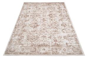 Makro Abra Moderní kusový koberec PORTLAND D058E Klasický bílý hnědý Rozměr: 80x150 cm