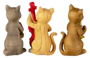 Dekorativní sošky 3 kočiček hrajících na hudební nástroje – 14x6x10 cm