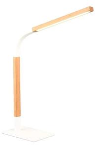 Trio Leuchten 545210131 NORRIS - Stolní stmívatelná lampička v bílé barvě se dřevem, LED 7W, 950lm, 3000K (Moderní lampička na pracovní stůl)