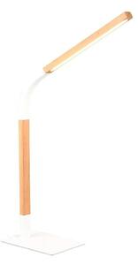 Trio Leuchten 545210131 NORRIS - Stolní stmívatelná lampička v bílé barvě se dřevem, LED 7W, 950lm, 3000K (Moderní lampička na pracovní stůl)