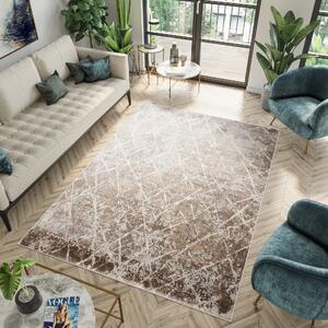 Makro Abra Moderní kusový koberec PORTLAND D054E bílý hnědý Rozměr: 200x300 cm