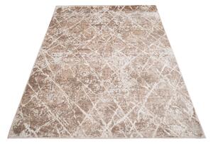 Makro Abra Moderní kusový koberec PORTLAND D054E bílý hnědý Rozměr: 80x150 cm