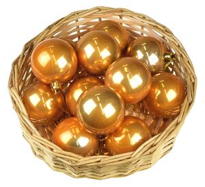 Vánoční koule v košíčku 12 ks, Ø5cm, zlatá perleť