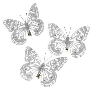 Motýlci se skřipcem 3 ks, stříbrné