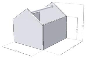 Benlemi Dřevěný úložný box HOUSE ve tvaru domečku Barva: Šedá