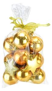 Vánoční koule v sáčku, 5 cm, zlatá perleť, 14 ks
