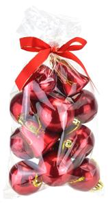 Vánoční koule v sáčku, 5 cm, červená perleť, 14 ks