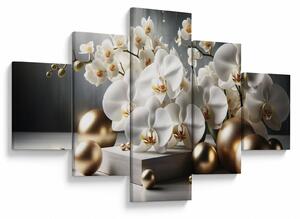 Obraz - Orchidej a zlaté koule (125x70 cm)