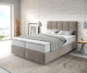 DELIFE Boxspring postel Dream-Fine 140x200 cm mikrovlákno béžová s TFK matrací a Visco topperem