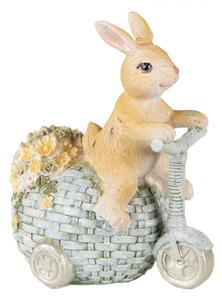 Dekorace soška králík na vajíčku tříkolce – 11x8x13 cm
