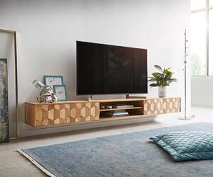 DELIFE TV stolek Fevo 240 cm akácie přírodní 4 dvířka závěsný