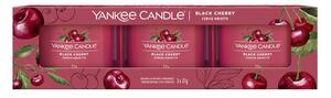 Yankee Candle sada 3 votivních svíček ve skle Black Cherry