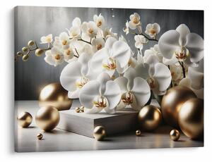 Obraz - Orchidej a zlaté koule (70x50 cm)