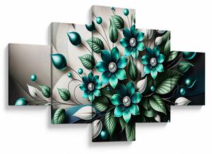 Obraz - 3D tyrkysové květy (125x70 cm)