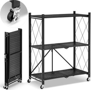 Kovový regál 70x35x87 cm 3 police lakovaný mobilní HIGHER CJ01-03
