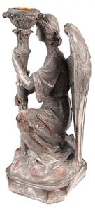 Béžovo-šedý antik svícen Anděl- 15*14*29 cm – 15x14x29 cm