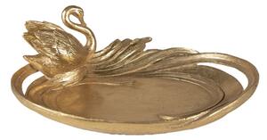 Zlatá antik dekorativní mísa/talíř s labutí Swan – 25x20x9 cm