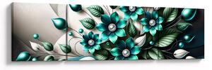 Obraz - 3D tyrkysové květy (170x50 cm)