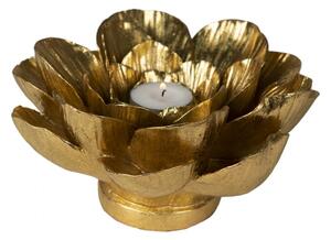 Zlatý svícen na čajovou svíčku ve tvaru květu Flower Gold – 19x19x10 cm