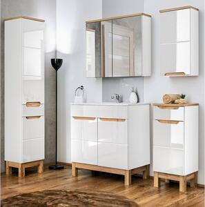 CMD COMAD - Koupelnová skříňka vysoká s prádelním košem Bali White - bílá - 35x187x33 cm