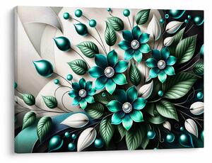 Obraz - 3D tyrkysové květy (70x50 cm)