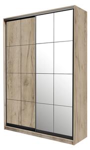 Skříň 2D Loft 1200x2400x600, DTD + zrcadlo, Lines BL, Dub kraft šedý