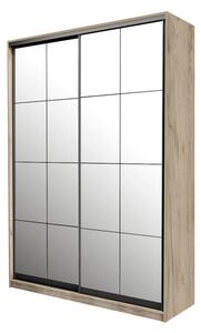 Skříň 2D Loft 1200x2400x600, 2 zrcadla Lines BL, Dub kraft šedý