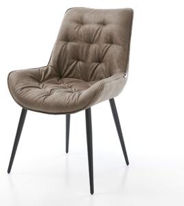 DELIFE Jídelní židle Taimi-Flex mikrovlákno taupe vintage 4-nohá zúžená černá