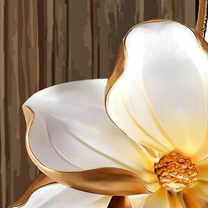 Malvis ® Tapeta 3D květiny na dřevě Vel. (šířka x výška): 288 x 200 cm