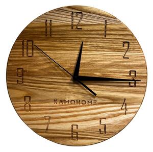Kamohome Dřevěné hodiny na zeď LYRA Průměr hodin: 30 cm, Materiál: Jasan