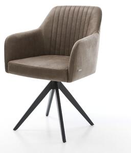 DELIFE Jídelní židle Greg-Flex mikrovlákno taupe vintage křížová podnož hranatá černá taštičkové pružiny