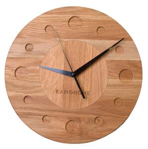 Kamohome Dřevěné nástěnné hodiny TAURUS Průměr hodin: 30 cm, Materiál: Dub