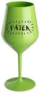 PÁTEK - zelená nerozbitná sklenička na víno 470 ml