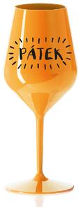 PÁTEK - oranžová nerozbitná sklenička na víno 470 ml