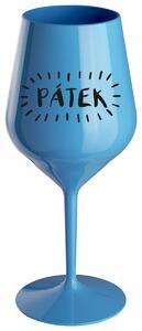 PÁTEK - modrá nerozbitná sklenička na víno 470 ml