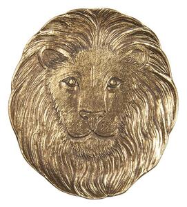 Zlatý dekorační tácek hlavy lva – 14x1x14 cm