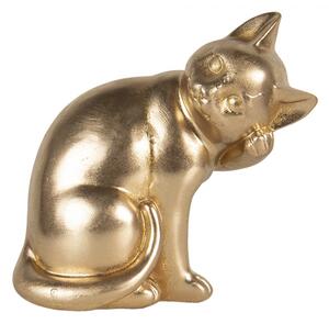Zlatá dekorativní soška kočka – 21x13x20 cm
