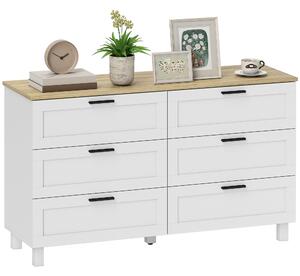 HOMCOM komoda se 6 zásuvkami, úložná skříňka s borovými nohami, moderní styl, do ložnice, obýváku nebo předsíně, 120 × 38 × 71 cm | Aosom